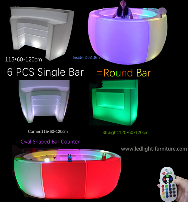 Multi Shaped LED Bar Counter , Indoor / Outdoor Illuminated Bar Counter