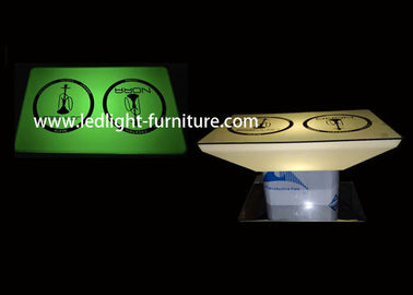 China Customized Height Glow Furniture Lighting Hookah Table With Logo Glass Top supplier