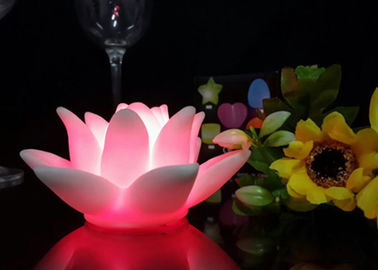 China 7 Colors Fade LED Lotus Flower Table Lamp Waterproof With OFF / ON Button supplier