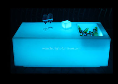 China Glass Top KTV LED Illuminated Cocktail Table 200KGS Loading Capacity With Ice Bucket supplier