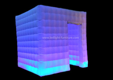 China White Oxford Inflatable LED Cube Photo Booth With 16 Colors Changing Lights supplier